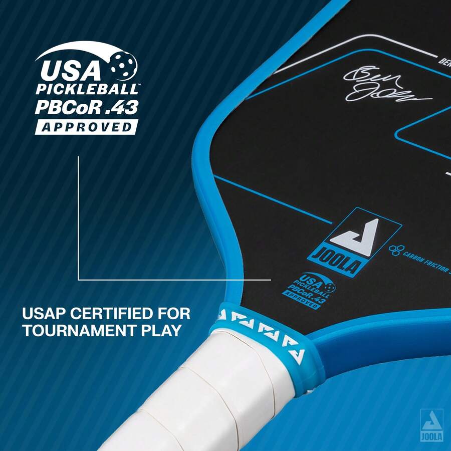Vợt Pickleball JOOLA Ben Johns Hyperion - Bề mặt carbon nguyên bản và bề mặt sợi carbon mờ giúp tăng cường lực và độ xoáy - Tay cầm kéo dài - Vợt Pickleball sợi carbon - Màu xanh lam - Xem 1