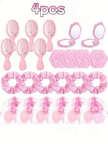 7pcs Women's Sleeping Set Includes Pillowcase, Shower Cap, Eye Mask, Decorative Storage Bag, Hair Scrunchies, Suitable For Nighttime Use Hair Sleep Cap Sleep Bonnet - Multicolor - View 7