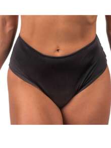 High-Waisted Bikini Bottoms, Hot Pants, Tummy Control. - Black - View 2