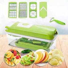 12-Piece Multifunctional Set For Processing Fruits And Vegetables In The Kitchen, Including A Grater, Peeler, And Dicer, Household Tools For Vegetable Processing. - Green - View 2