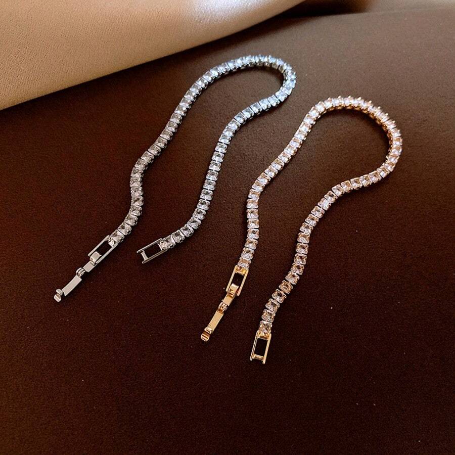 1pc Cubic Zirconia Clasp Bracelet, Suitable For Women's Daily Wear - Geometric Bracelet - View 1