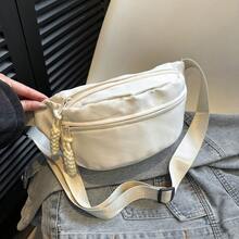 Bolso de pecho de nailon minimalista y versátil, nueva riñonera casual cruzada, bolso bandolera pequeño y ligero para el transporte diario para mujeres - Blanco - Ver 11