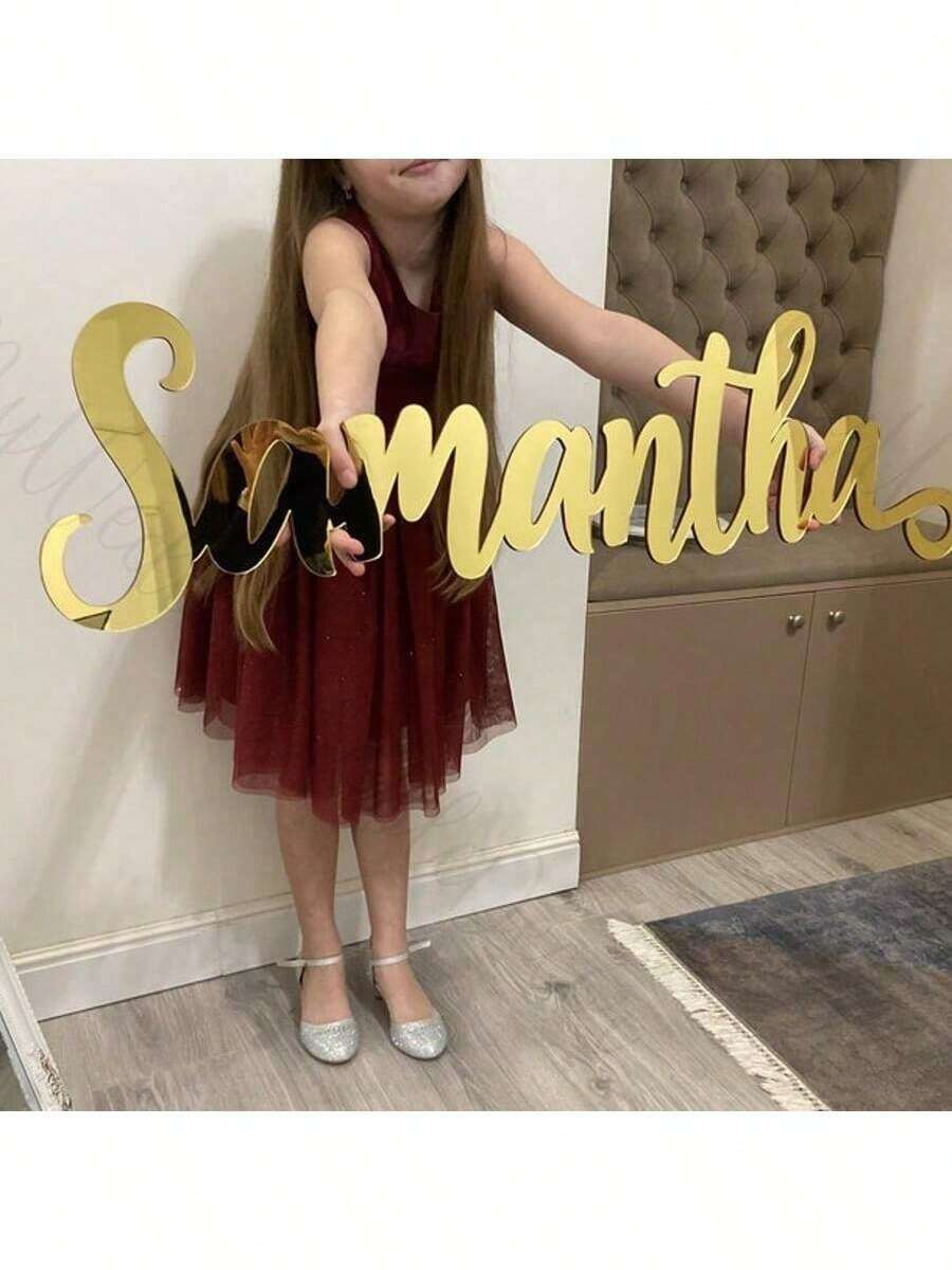 定制亚克力镜面贴纸，金/银/黑个性化字母墙贴，适用于卧室、客厅、酒吧、俱乐部、书房、更衣室、婚礼、派对装饰，独特姓名墙贴，完美的生日和节日礼物，送给家人、朋友、伴侣、母亲节 - 彩色 - 查看 1