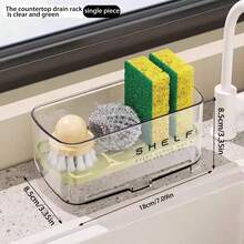 1pc Multifunctional Sink Rack With Drainage Rack And Towel Rack - No Electricity Needed, Countertop Storage, Suitable For Sponge, Soap, Brush, Cloth, Kitchen Sink Accessories, Dishcloth Rack, Compact Design, Easy To Clean, Durable Plastic, Sponge Holder, Soap Dispenser Bracket, Small Space Living, Busy Household. - Multicolor - View 5