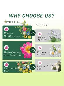 ArtiEleg 1/2/3/4束50厘米人造混合野花花束 - 硅胶雏菊、罂粟花、亚麻花和薰衣草，配软铁丝花茎，仿真花家居装饰房间摆设复活节母亲节礼物，适用于家庭厨房餐桌、花瓶和婚礼派对装饰 - 黃色 - 查看 5