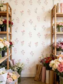 1 pieza Adhesivo de pared floral azul nórdico, adhesivo de pared decorativo para el hogar con flores y plantas, removible y reutilizable, adhesivo decorativo para un hogar acogedor, adecuado para dormitorio, sala de estar, decoración de cocina, adhesivo decorativo creativo sin adhesivo - Multicolor - Ver 9