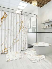 12钩复古木纹图案浴帘 - 防水、机洗、艺术设计，适用于家庭、酒店和浴室 - 多色 - 查看 19