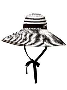 1顶宽檐时尚条纹渔夫帽，女士夏季沙滩休闲防晒帽，度假帽 - A - 查看 2