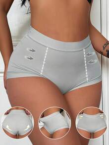 4pcs Women's Solid Color High Waist Shaping Shorts, Comfortable Seamless Ladies Underwear - Multicolor - View 6