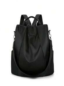 Ba lô cỡ trung chống thấm nước, nhẹ, chống trộm, màu đen, kiểu dáng tối giản, dây đeo có thể điều chỉnh. - màu đen - Xem 2