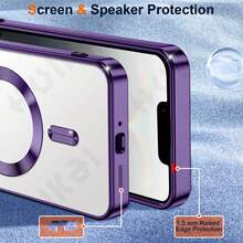 适用于 17e、16e、17Pro、17Pro Max、16、16Pro Max、15、15Pro Max 的透明防震超薄磁吸手机壳，超强磁力，不易泛黄，后盖设计，有效保护手机免受震动。 - 紫色 - 查看 7