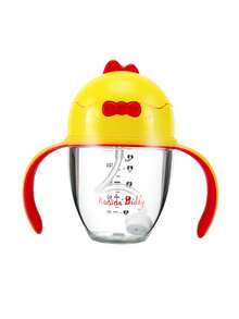 1pc Cute Chick Shaped Toddler Training Cup, With Handle Anti-Leak Straw, Tritan Material , 160ml/240ml Suitable For Daily Use - Multicolor - View 6