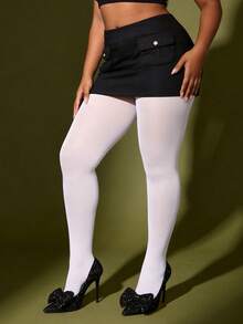 1条50D女士透明紧身连裤袜，弹力白色连裤袜，舒适柔软不透明长筒袜，不易勾丝，耐穿打底裤，简约百搭学院风袜子，适合情人节、万圣节、圣诞节、居家、旅行、社交场合穿着。 - 白色 - 查看 1