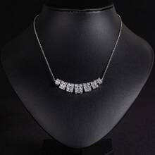 1 pieza Collar de cadena de moda de 42cm para mujer, color dorado/plateado, con circonita incrustada, exquisito y elegante, adecuado para uso diario, combinación con vestidos, regalo - collar - Ver 2