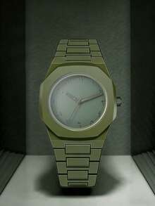 10pcs Set Of Casual Fashion Green Polygon Watch, Gold & Green Chain Bracelet, Necklace, Earrings, Ring, Battery-Free, Minimalist Dial, Versatile For Daily, Party, Holiday, Back To School. Birthday, Valentine's Day Gift, No Box - Green - View 7