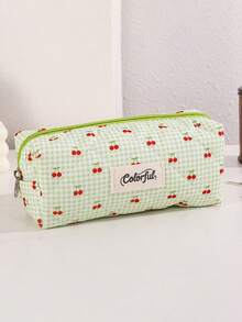 1个卡通樱桃图案铅笔盒/文具盒/化妆包，可爱学生文具收纳袋，化妆品整理笔袋，学生用品，桌面文具收纳，返校礼物 - 櫻桃 - 查看 15