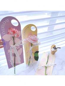 Cartão de presente com buquê de flores (1 unidade), embalagem floral multicolorida, caixa de alta qualidade com alça, ideal para o Dia das Mães, decoração de casamento, caixa de papel criativa em amarelo, verde e roxo, estilo elegante e fresco, perfeita para lembrancinhas de festa e decoração de casa. - Vários estilos - Ver 4