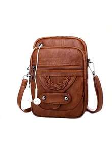 Multi-Functional Soft PU Leather Small Shoulder Bag For Women Vintage Crossbody Bag Cash Purse Cell Phone Bag - Multicolor - View 5