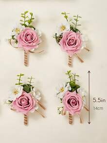 Hoa cài áo giả cho nam, ghim cài ve áo chú rể/phù rể, thích hợp cho đám cưới, dạ hội, tiệc kỷ niệm, lễ hội trường, lễ tốt nghiệp. - trắng - Xem 5