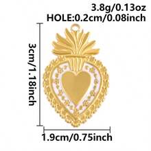 1/2/3/5个可爱时尚简约304不锈钢电镀金/银心形吊坠，适合DIY珠宝制作项链、手链、耳环 - 愛心 - 查看 19