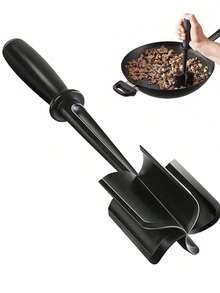 1pc Black Heat Resistant Nylon Meat Chopper, Multi-Purpose Non-Stick Handheld Minced Meat Masher & Potato Masher, Hybrid Chopper Tool For Home Kitchen Cooking - Multicolor - View 1