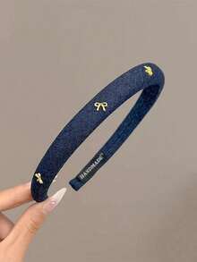 1-2个装 女孩蓝色牛仔蝴蝶结发箍，复古牛仔发圈，带衬垫泡沫日常发饰 - 彩色 - 查看 9