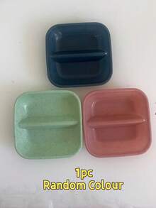 1 pieza Plato de condimentos para el hogar y la cocina, plato cuadrado de plástico creativo con 2 compartimentos integrados para salsas de inmersión, plato pequeño para encurtidos, vajilla para salsas de inmersión y aperitivos - Ver 13