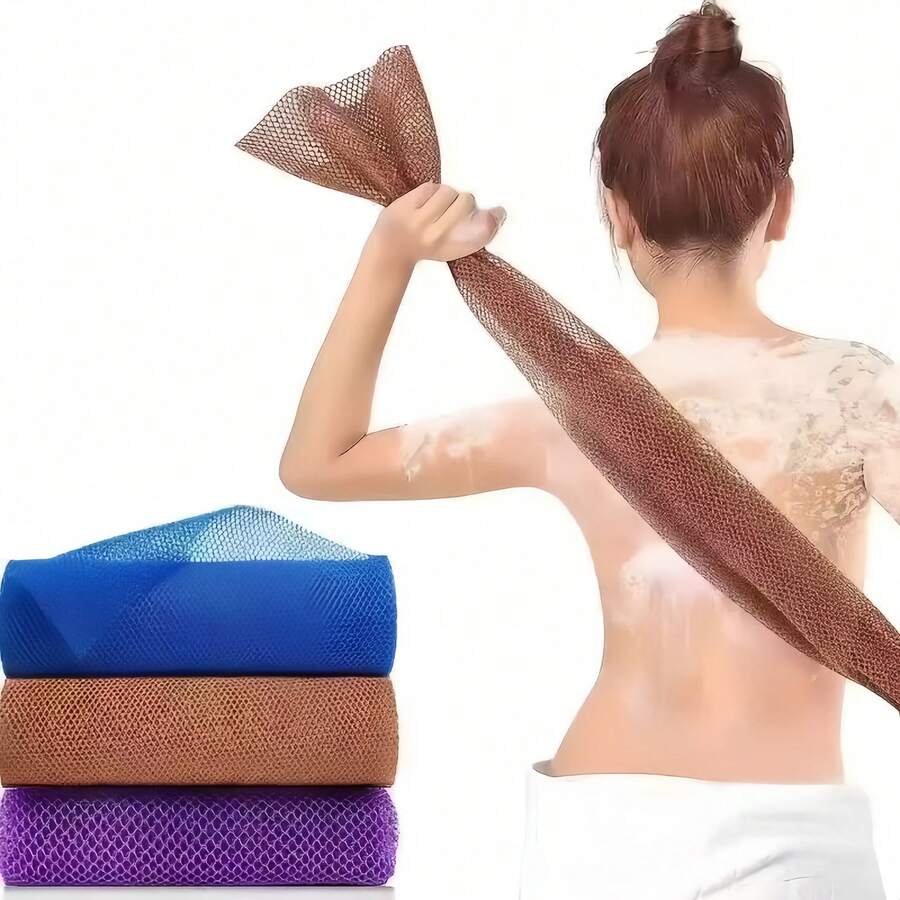 1 pieza Toalla de baño de malla, unisex, se puede usar para exfoliación corporal, scrub corporal, scrub de espalda, hace que la piel quede suave, toalla de baño que produce espuma, toalla de sauna gruesa de doble cara - Multicolor - Ver 1