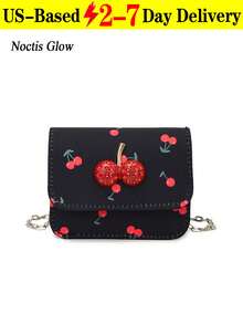 Cute Cherry Print Mini Bag, New Overseas Summer Sweet Mini Lipstick Bag, Four Colours Available,Chain Crossbody Earphone Bag, Shoulder Bag, Fashionable Korean Style Crossbody Bag,Gifts For Meetings, Birthday Presents, Suitable For Both Everyday Life And Holiday Travel - Nhiều màu - Xem 13