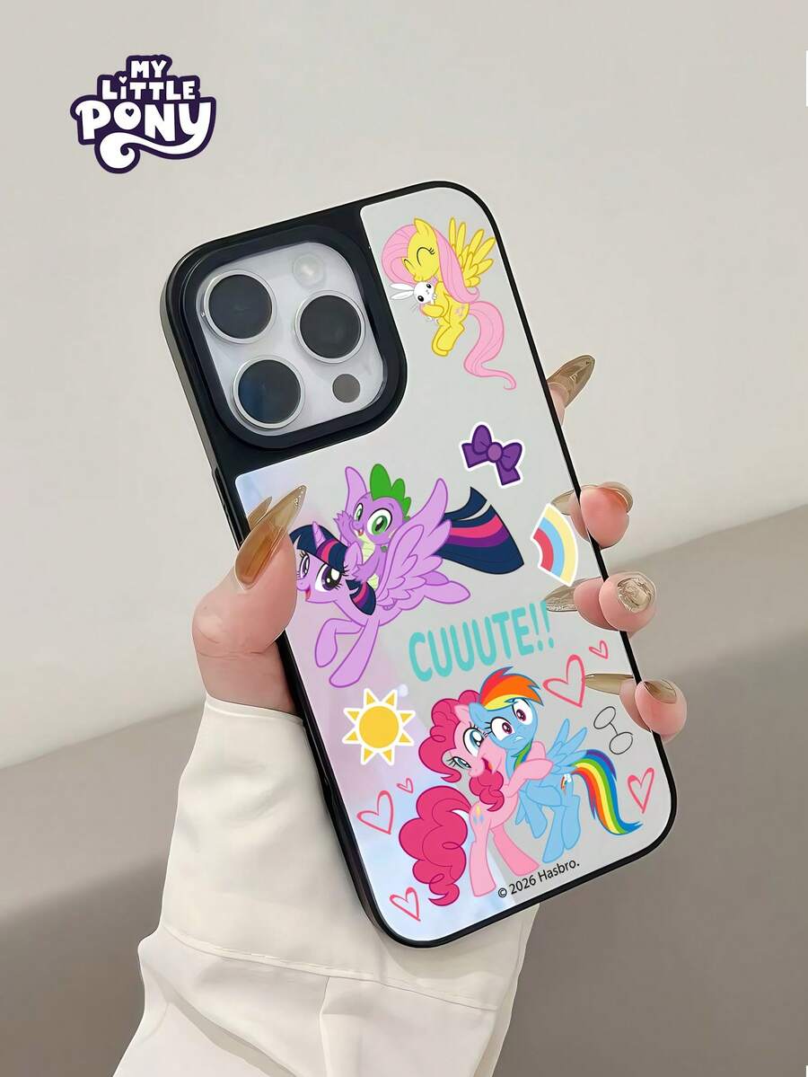 Hasbro MY LITTLE PONY 官方正品镜面手机壳，卡通少女风手机壳，节日礼物手机壳，盒装，兼容苹果17、17 Air、17 Pro、17 Pro Max、11、12、13、14、15、16 Pro、16 Pro Max、14 Plus、15 Plus、16 Plus、15 Pro Max、16 Pro、16 Pro Max - 黑色 - 查看 1