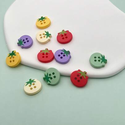 10/20/30 قطعة أزرار بلاستيكية راتنجية بشكل طماطم لطيف ذات 4 ثقوب بقطر 13 مم/0.51 بوصة، متوفرة باللون الأحمر والبنفسجي والأخضر، أزرار حرفية راتنجية مناسبة للتريكو والملابس DIY والحرف اليدوية ولوازم الفن والإكسسوارات الخياطة