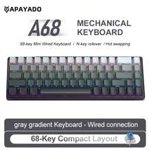 APAYADO USB有线机械游戏键盘A68，RGB背光迷你键盘，68键，全热插拔红/青轴，60%紧凑型人体工学设计，适用于电竞、办公、打字 - 查看 18