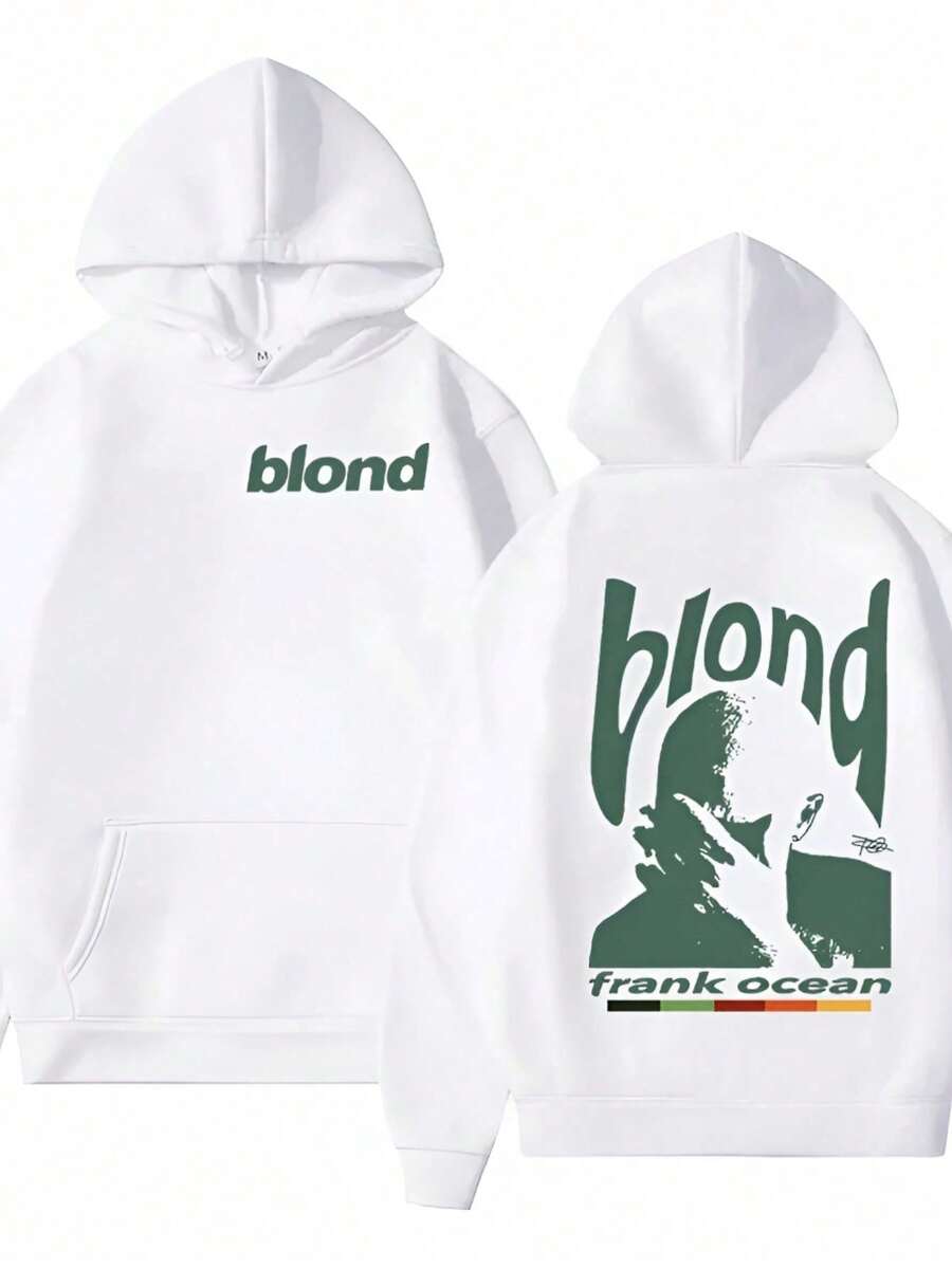 Blond Eyes Unisex Kangaroo Hoodie Sweatshirt With Hood, Streetwear Release - 白色 - 查看 1