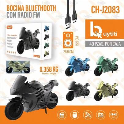 Altavoz Bluetooth Portátil  Conexión Inalámbrica, Diseño MOTO Estilizado, Carga Rápida, Sonido Estéreo Ideal para Commutes Diarios