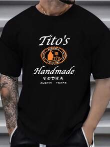 Tito's Hand-Printed Men's Cotton T-Shirt - Casual Round-Neck Short-Sleeve T-Shirt, Suitable For Casual Wear, 180 Grams - màu đen - Xem 1