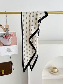 1 chiếc khăn choàng cổ bằng polyester chấm bi thanh lịch, phụ kiện trang trí đa năng cho mọi mùa, đi biển, nghỉ lễ. - #2 Trắng ngà - Xem 3
