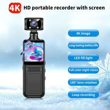 1pc High Definition Wearable M12 Camera - 180° Rotatable Lens, One-Click Recording, Full-Color Night Vision, Loop Recording And Ultra-Low Power Consumption, Clip-On Travel Design, Suitable For Outdoor Sports, Cycling, Travel, Law Enforcement - Multicolor - View 1