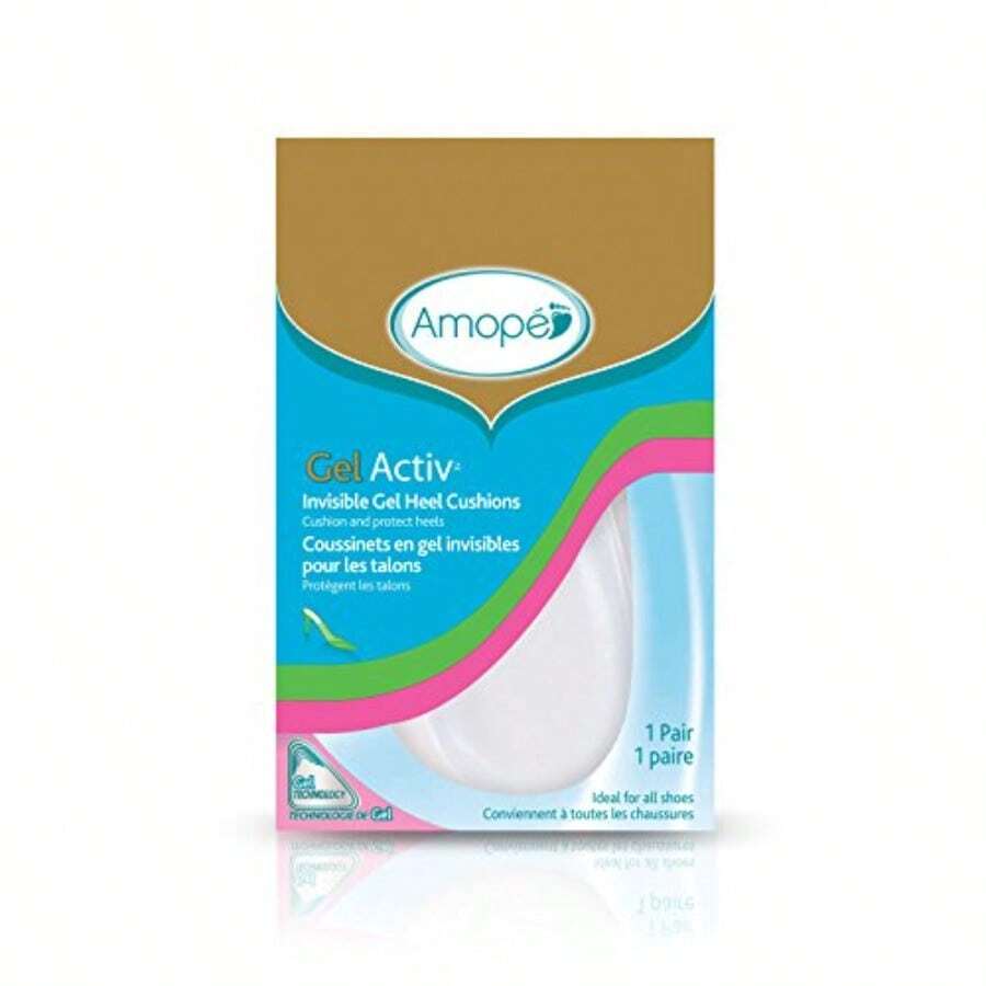 Amope GelActiv Invisible Gel Heel Cushions Insoles For Women 1 Pair Size 5-10 Black Comfort Support Arch Relief - trắng - Xem 1