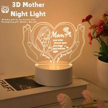 1pc 3D Creative Night Light To Express Love For Mom, Unique Carved Lamp, Switch Control, Modern Style, USB Powered, Soft Warm Lighting, Suitable For Home, Kitchen, Bedroom, Perfect Gift For Mom On Birthday, Mother's Day, Valentine's Day, Christmas, Thanksgiving - Yellow - View 1