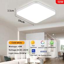 CANMEIJIA 85V-265V LED Square White Frame Recessed Ceiling Light, Modern Style Panel Light, Flicker-Free Bright White Light, Suitable For Wall/Corridor/Room/Hallway/Ceiling/Kitchen/Living Room/Bathroom/Bedroom/Study, Choose Size Based On Usage Scenario - LED Square Ceiling Light - View 13