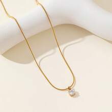 Bộ 1 dây chuyền mặt hình rắn tròn bằng thép không gỉ mạ vàng + dây chuyền dài 3 vòng hình trái tim mũi heo nhỏ - Vàng - Xem 3