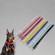 Collar de cuero con remaches de bala para mascotas, accesorio de collar de cuero anti-mordedura para mascotas - Negro - Ver 4