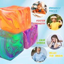 Rotating Soft Cube, Anxiety Relief, Autism, Finger Sensory Games, Fine Motor Skills, Durable Design 2.16-Inch Semi Transparent Sensory Toy Soothing Fidget Gift Set Toy Soothing Stress For Children. As A Slow Rebound, Fun, And Relaxing Stress Relieving Toy, It Is Very Suitable For Relaxing At Home Or In The Office - 紫色 - 查看 5