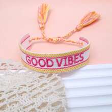 1pc Handmade Adjustable Leopard Print Braided Vintage Tassel Boho Bracelet, Suitable For Women's Party, Travel And Daily Wear - Multicolor - View 3