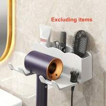 Wall-Mounted Hole-Free Hair Dryer Holder, Bathroom Wall-Mounted Hair Dryer Rack, Bathroom Air Duct Storage Rack, Hanging Rack - Multicolor - View 12