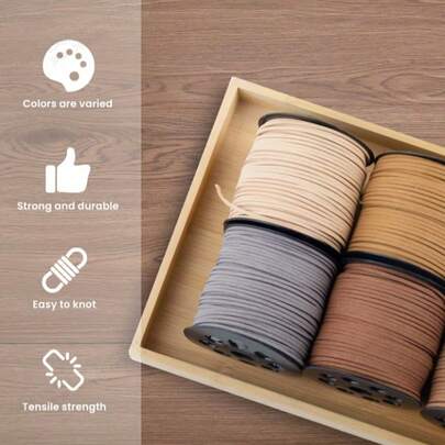 Hobbyworker 2.8mm Flat Velvet Rope, Approx. 50 Yards With Spool, Velvet Cord, Suitable For Necklaces, Bracelets, Beading And DIY Crafts, 40 Color Options