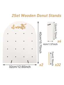 1/2Set Wooden Donut Display Stand, 26*35cm/32*40cm Donut Holder Board For 9/16 Donuts, Baby Shower Decor, Gender Reveal Party Decor, 1st Birthday Party Decor, Wedding Decor, Bridal Shower Decor, DIY Candy Bar Display, Dessert Cake Holder, Event Celebrations Decor, Party Food Placement Rack, Candy Display Rack, Kitchen Dining Room Table Decorations, Holiday Party Supplies, Anniversaries Tabletop Decor, Party Favors - White - View 15