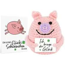 1 件可爱钩织小猪玩偶：这只迷你针织小猪配有一张温馨的卡片，上面写着“我给你带来好运”。这是一种传递正能量、缓解压力的有趣方式。非常适合作为以猪为主题的礼物，一定会让人会心一笑。 - 彩色 - 查看 1