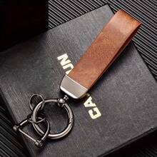 PU Leather Creative Minimalist Keychain Pendant, Personalized Key Chain Ring Wrist Strap Bag Charm, Vintage High-End Fashion Leather Key Holder Gifts For Mother, Father, Graduation, And Teacher - Multicolor - View 5