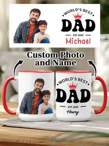 1pc 15oz The World's Best Dad Coffee Mug, A Unique Gift For Father's Day. It's A Personalized Customized Coffee Mug And Water Cup. You Can Customize The Text On It. It Expresses Your Gratitude To Your Dad And Also Serves As A Wonderful Birthday Gift For Him. - Style 1 - View 8